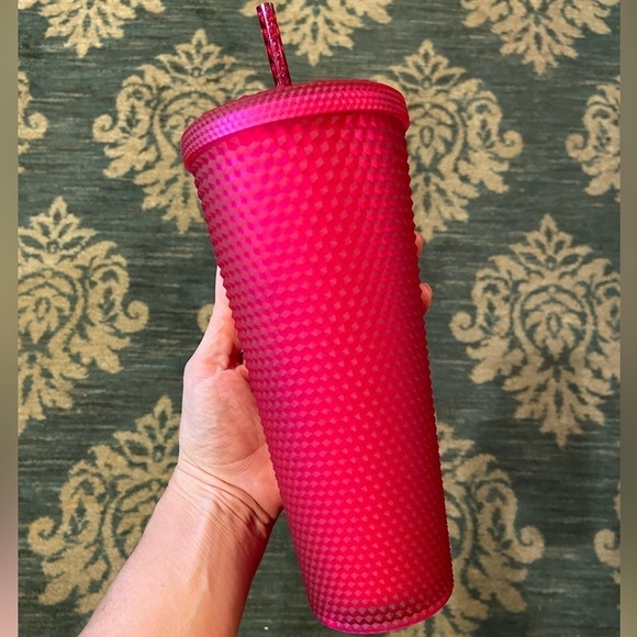 New! Spring 2023 Starbucks hot pink venti matte studded tumbler nwt - Picture 2 of 3
